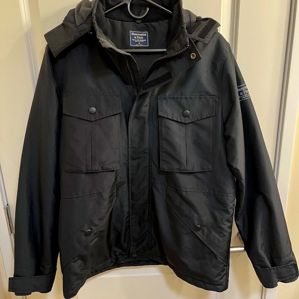 Abercrombie & Fitch Jacket Fleece Lined Men's M black water resistant